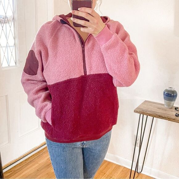 Outdoor Voices MegaFleece Half Zip Pullover Hoodie Raspberry Pink - Picture 9 of 10